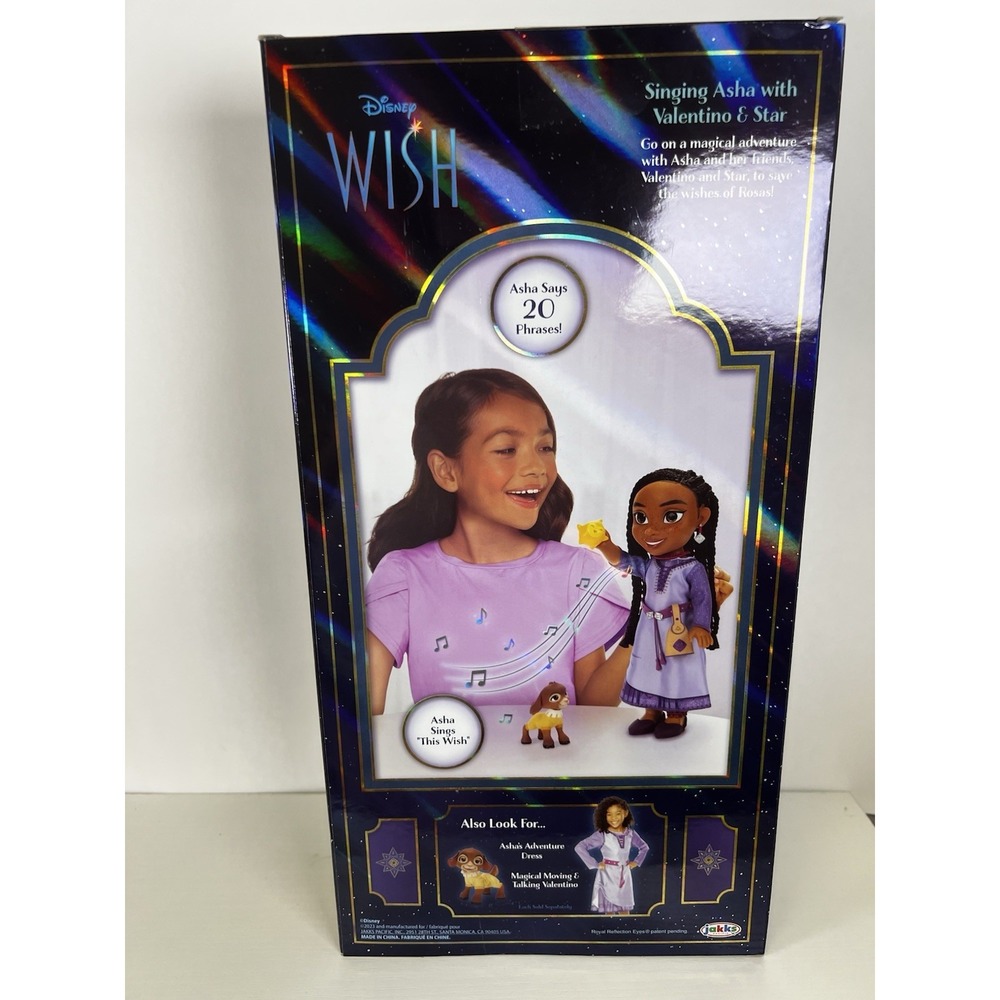 Disney Wish Singing Asha Large Doll — with Valentino & Star, 14" - Picture 2 of 2